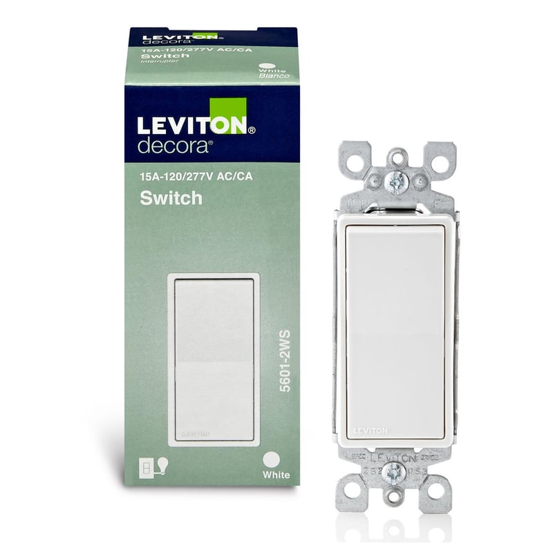 Leviton Decora 15 amps Single Pole Rocker Switch White 1 pk