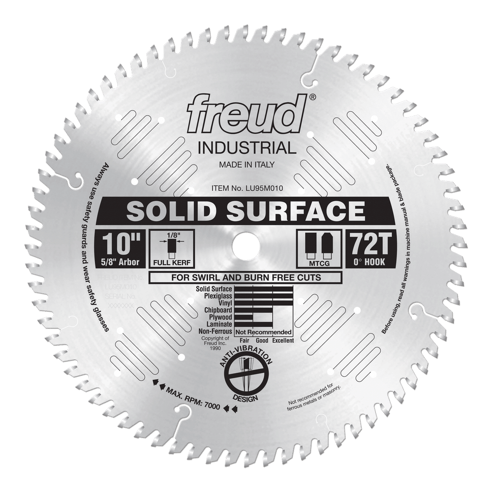 Freud 10 in. D X 5/8 in. Solid Surface TiCo Hi-Density Carbide Circular Saw Blade 72 teeth 1 pk