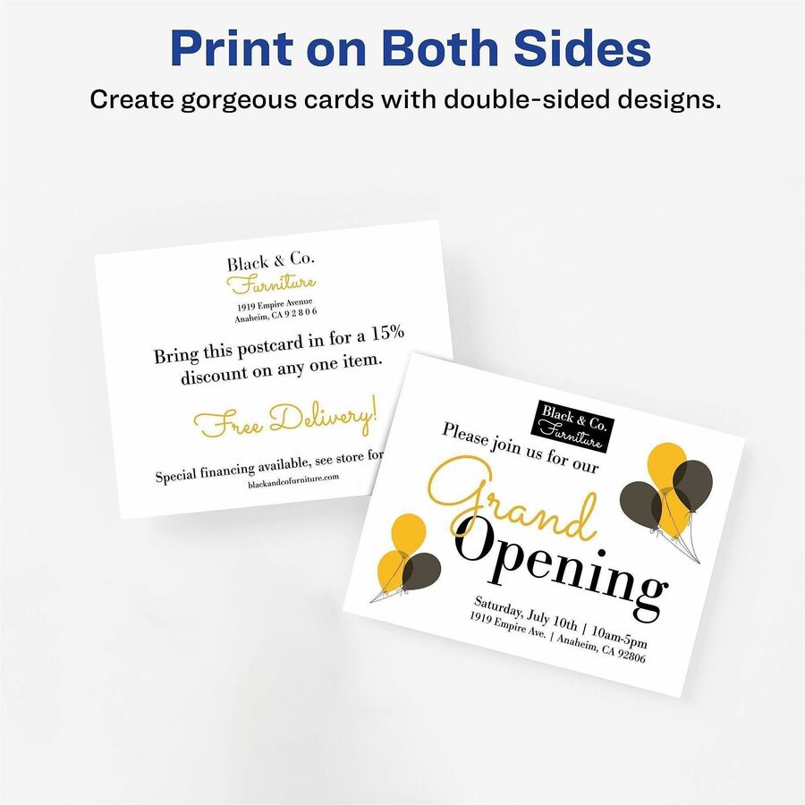 Avery® Sure Feed Postcards - 97 Brightness - 4" x 6" - 80 lb Basis Weight - 216 g/m² Grammage - Matte - FSC - 100 / Box