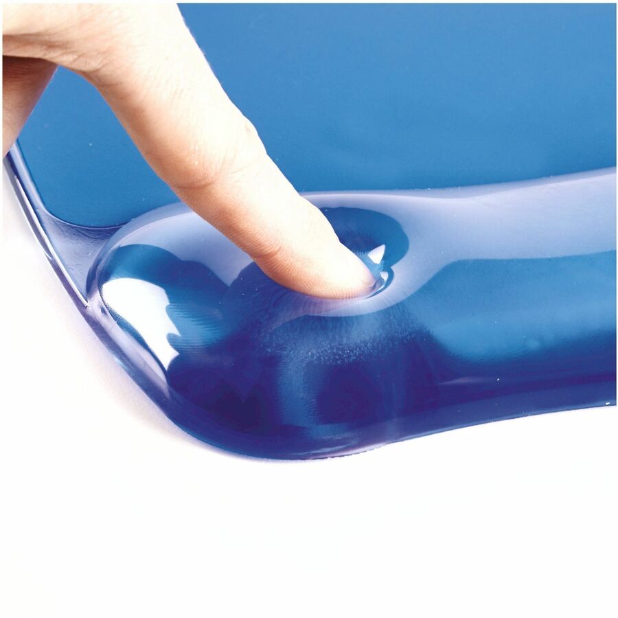 Fellowes Gel Wrist Rest - 0.63" Height x 18.50" Width x 2.25" Depth - Blue - Gel, Rubber, Cloth - Stain Resistant, Skid