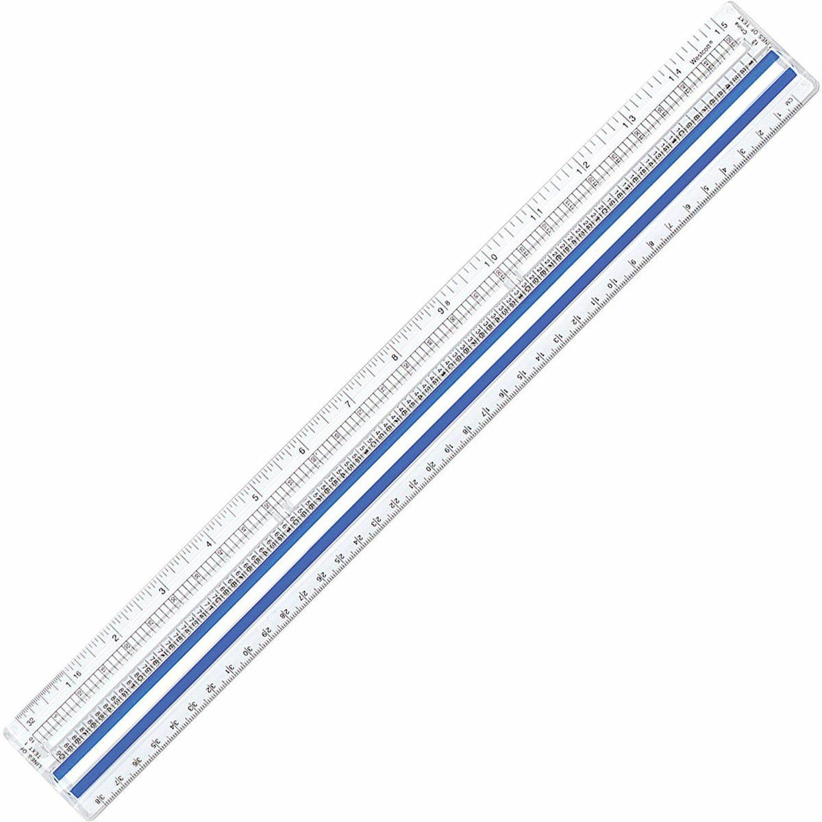 Westcott Magnifying Computer Printout Rulers - 15" Length x 1" Width - 1/16 Graduations - Imperial, Metric Measuring Sys