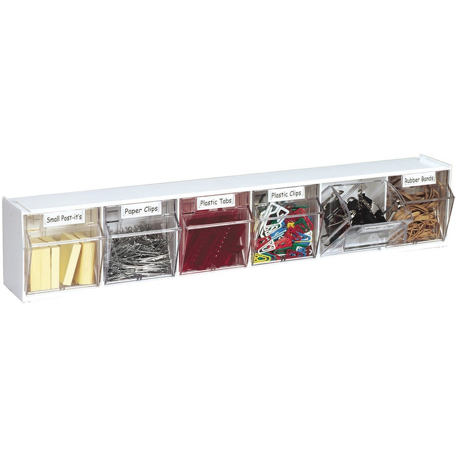 Deflecto Tilt Bin Interlocking Multi-Bin Storage Organizer - 6 Compartment(s) - 4.50" Height x 23.63" Width x 3.62" Dept
