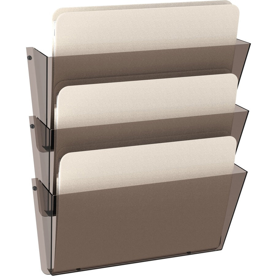 Deflecto Unbreakable DocuPocket - 3 Pocket(s) - 6.50" Height x 14.50" Width x 3" Depth - Unbreakable - Smoke - Plastic -