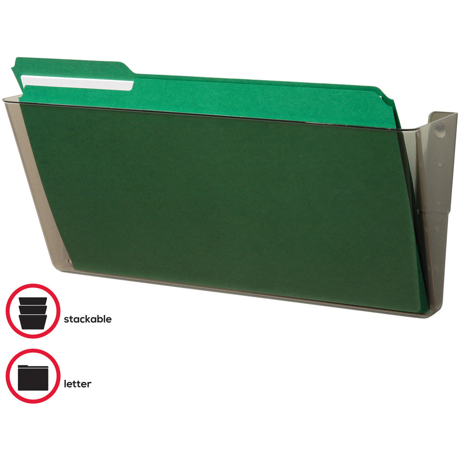 Deflecto EZ Link Stackable DocuPocket - 1 Compartment(s) - 7" Height x 16.25" Width x 4" Depth - Stackable - Smoke - 1 E