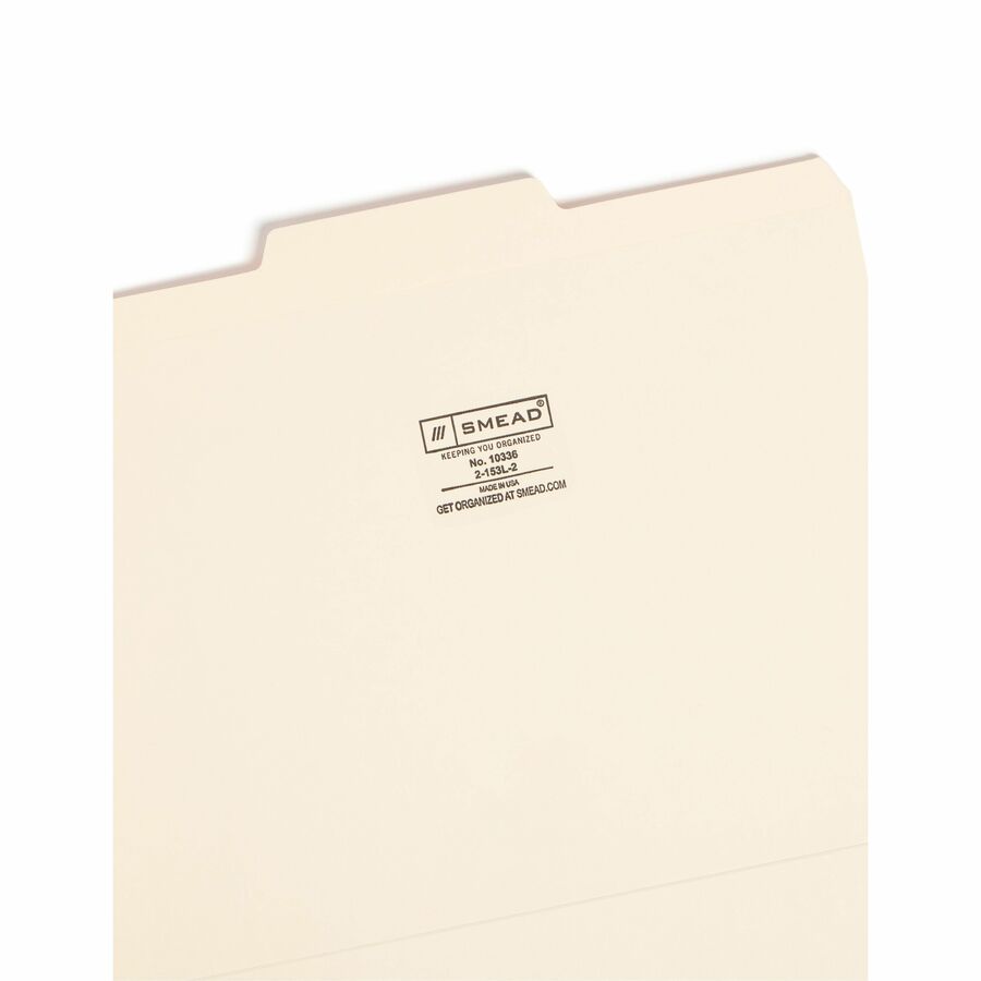 Smead 1/3 Tab Cut Letter Recycled Top Tab File Folder - 8 1/2" x 11" - 3/4" Expansion - Top Tab Location - Center Tab Po