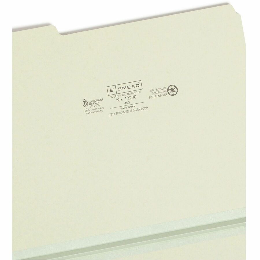 Smead 1/3 Tab Cut Letter Recycled Top Tab File Folder - 8 1/2" x 11" - 1" Expansion - Top Tab Location - Assorted Tab Po