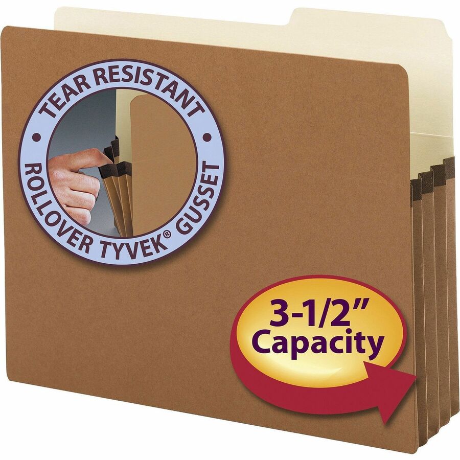 Smead 2/5 Tab Cut Letter File Pocket - 8 1/2" x 11" - 3 1/2" Expansion - Top Tab Location - Right Tab Position - 9 pt. -