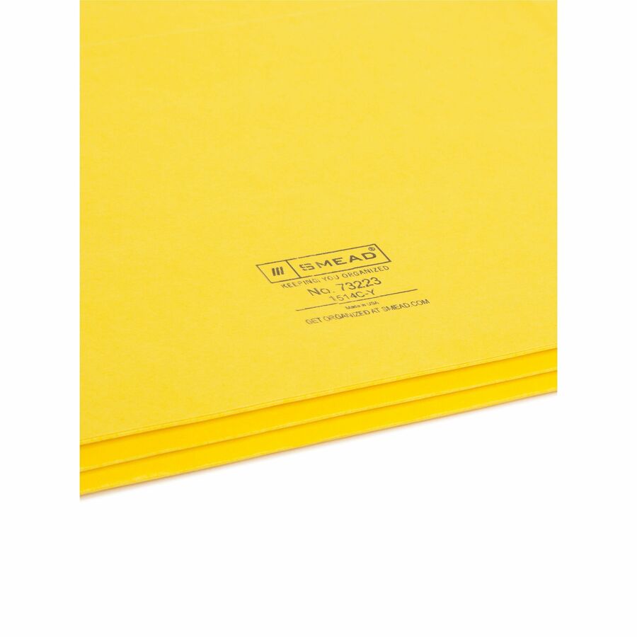 Smead Straight Tab Cut Letter Recycled File Pocket - 8 1/2" x 11" - 1 3/4" Expansion - Top Tab Location - 9 pt. - Yellow