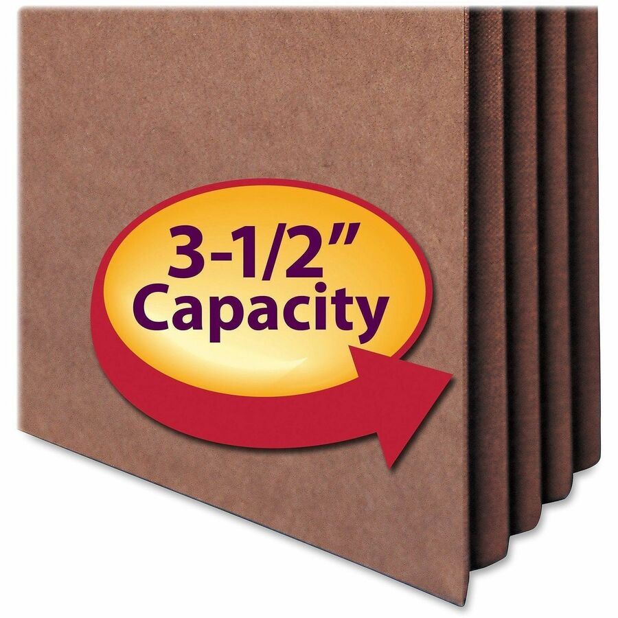 Smead TUFF Straight Tab Cut Letter Recycled File Pocket - 8 1/2" x 11" - 3 1/2" Expansion - 11 pt. - Redrope - 10 / Box