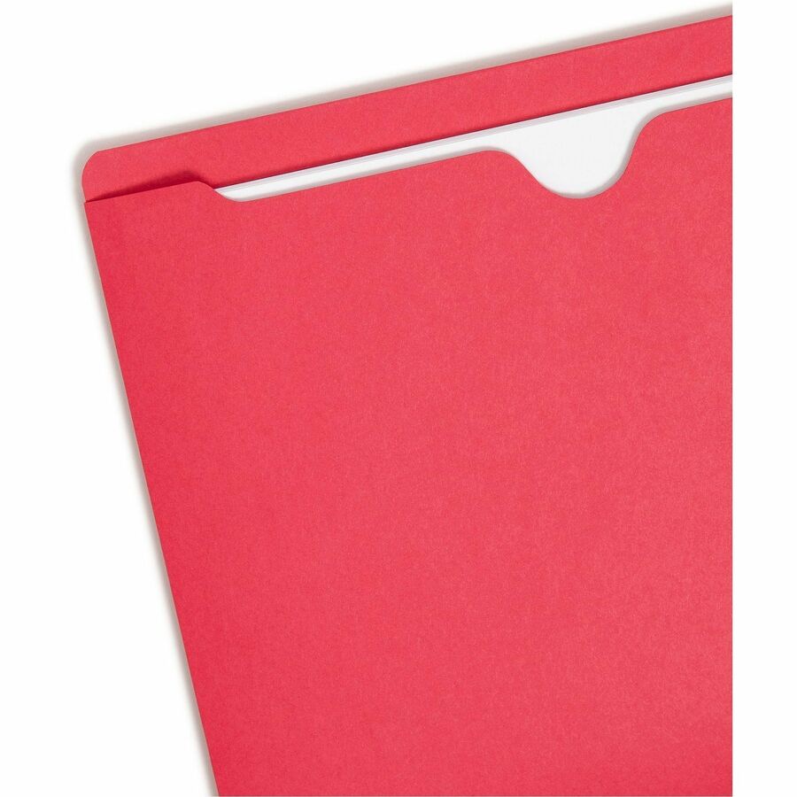 Smead Colored Straight Tab Cut Letter Recycled File Jacket - 8 1/2" x 11" - 11 pt. - 2 Plys - Red - Slip Resistant, Rein