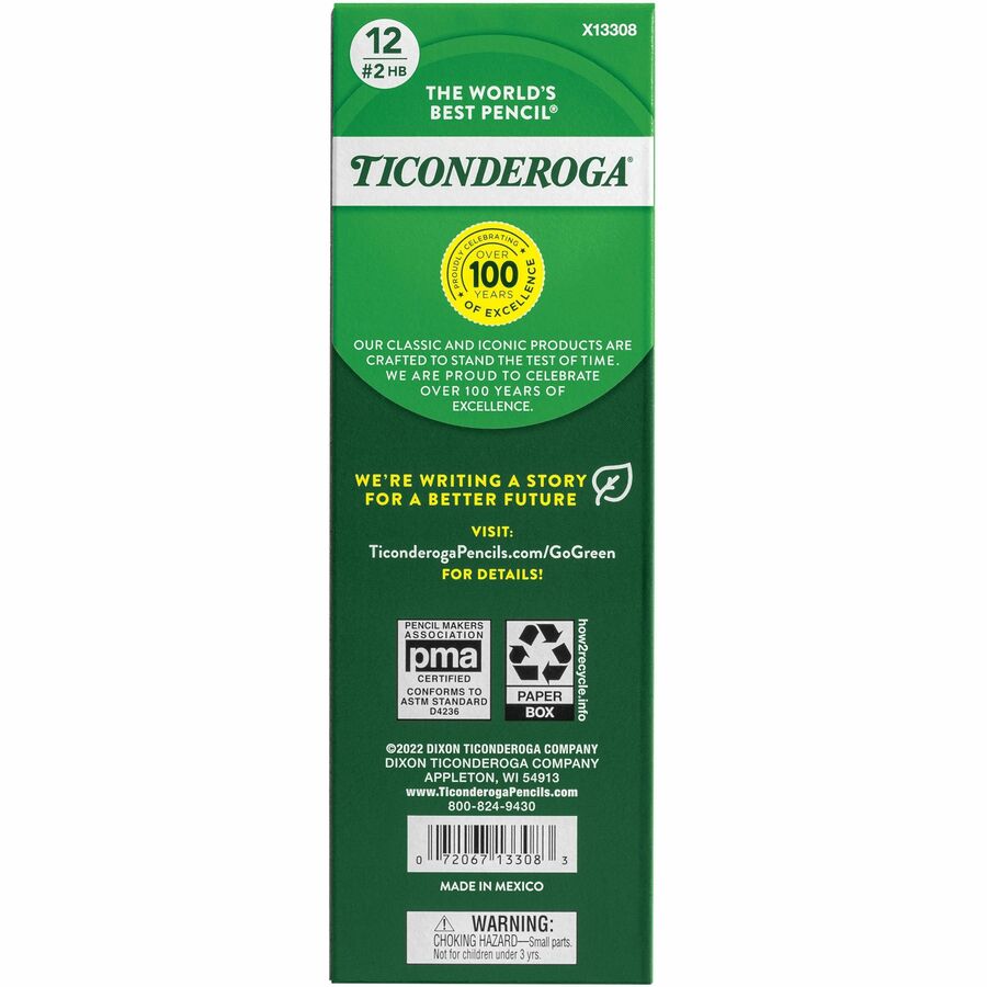 Ticonderoga Beginner No. 2 Pencils with Erasers - #2 - Yellow Barrel - 1 Dozen
