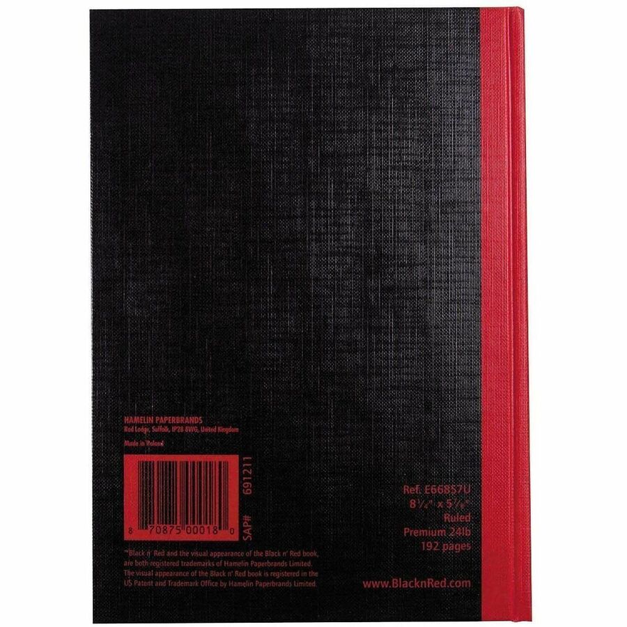 ACCO Casebound Ruled Notebooks - A5 - 96 Sheets - Sewn - 24 lb Basis Weight - A5 - 5 5/8" x 8 1/4" Sheet Size - White Pa