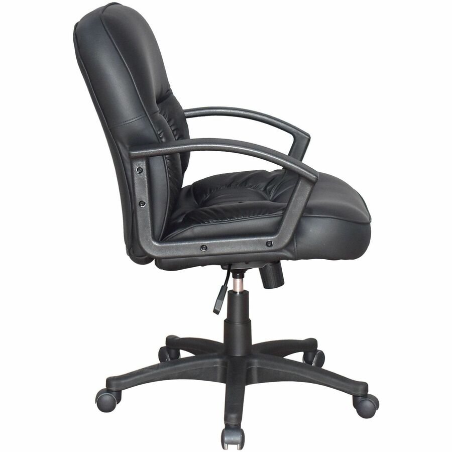 Lorell Tufted Managerial Mid-Back Office Chair - Black Seat Color - Leather Seat Material - Black Frame Color - 5-star B