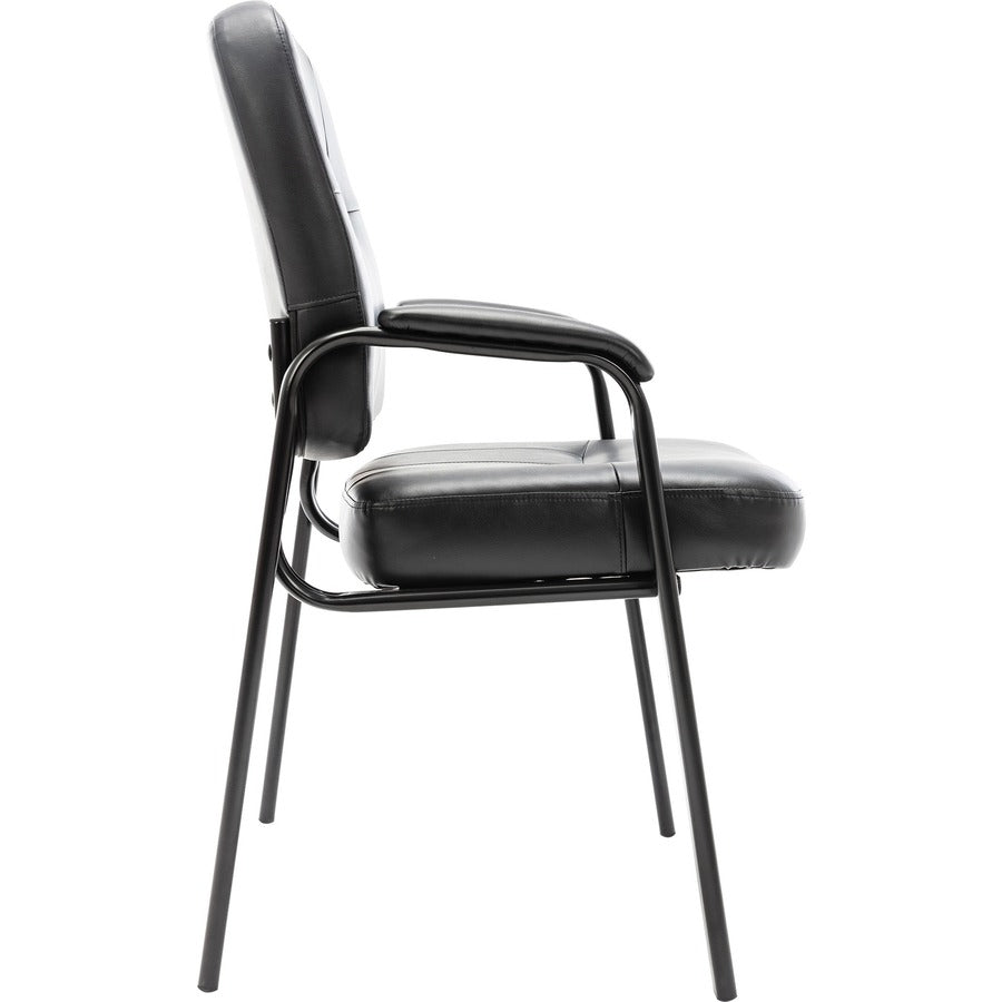 Lorell Chadwick Series Guest Chair - Black Seat Color - Leather Seat Material - Black Frame Color - Steel Frame Material