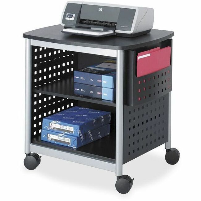 Safco Scoot Desk Side Hole Pattern Printer Stand - 200 lb Load Capacity - 3 x Shelf(ves) - 26.50" Height x 26.50" Width