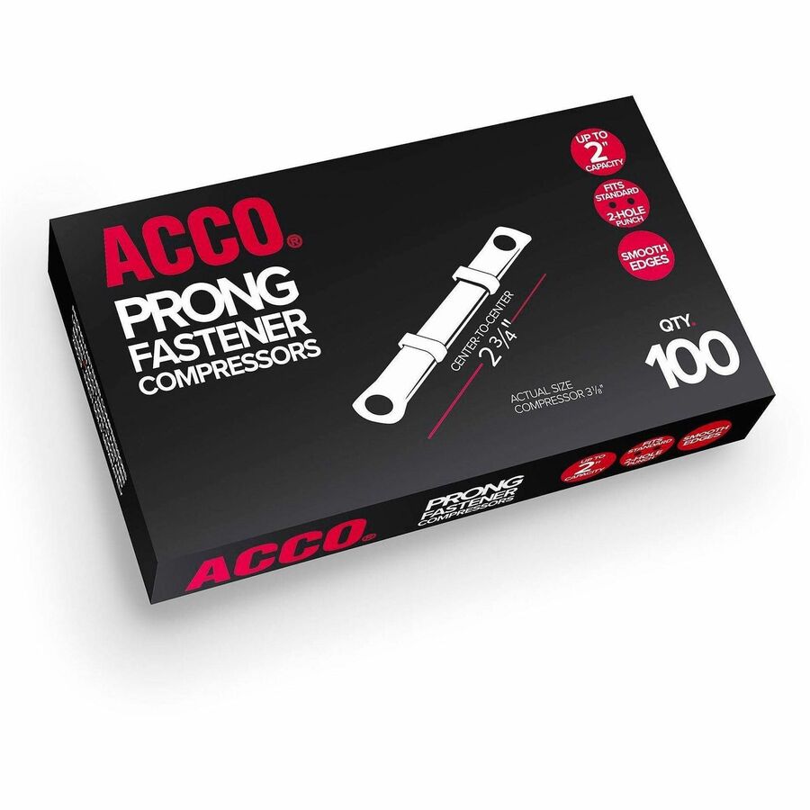ACCO File Fastener Base - Standard - 1" Size Capacity - Heavy Duty, Coined Edge, Self-adhesive - Metal - 100 / Box