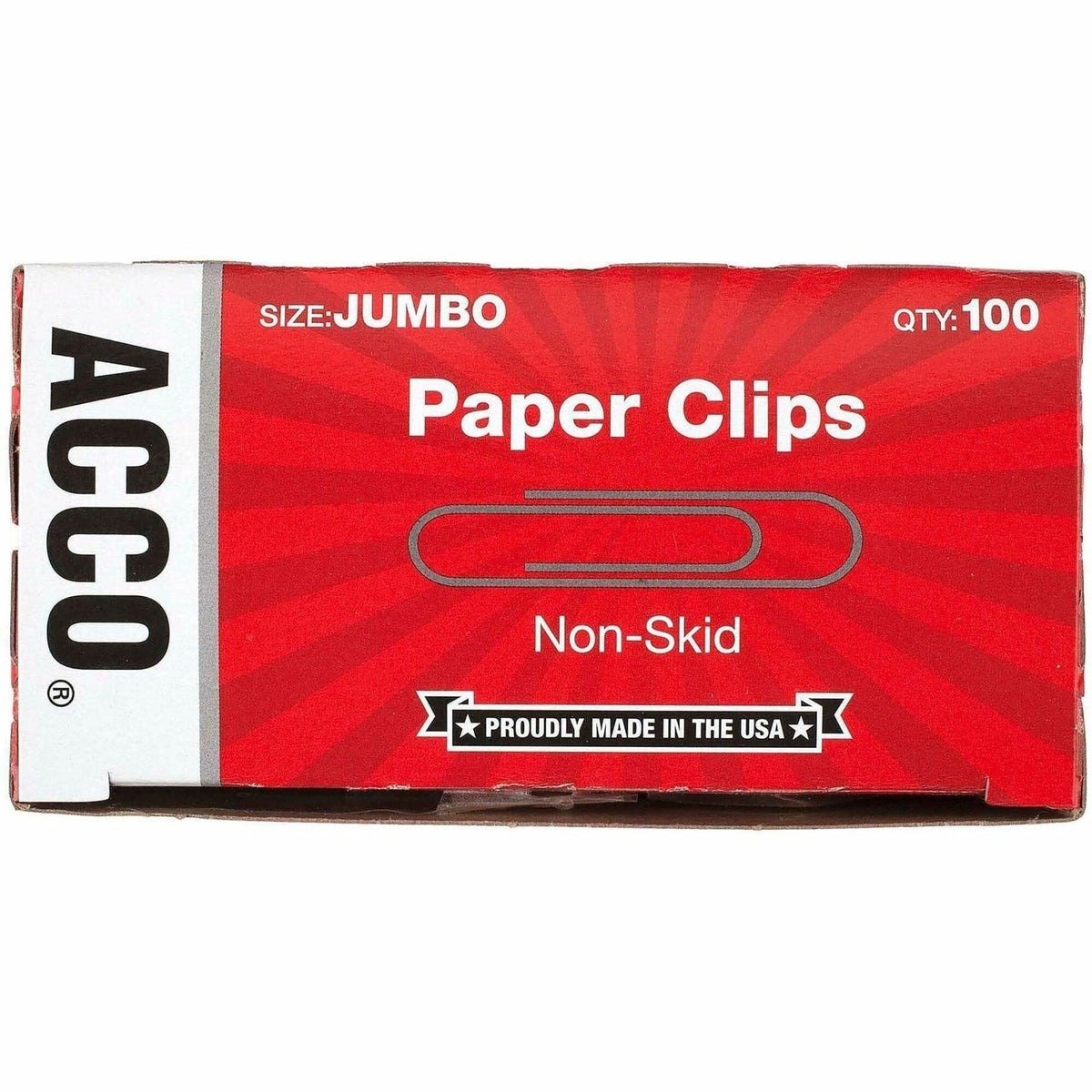 ACCO Economy Jumbo Non-Skid Paper Clips - Jumbo - 2" Length x 0.5" Width - 20 Sheet Capacity - Non-skid, Galvanized, Cor