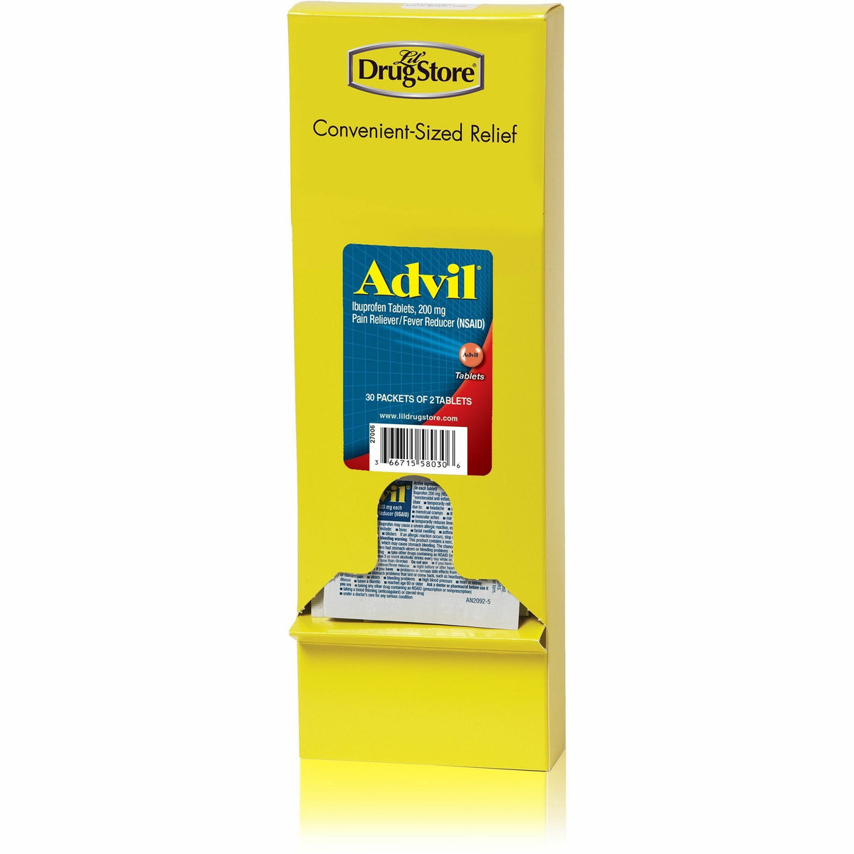Advil Pain Reliever/Fever Reducer Single-Dose Refills - For Fever, Headache, Toothache, Backache - 2/Packet - 1 Box