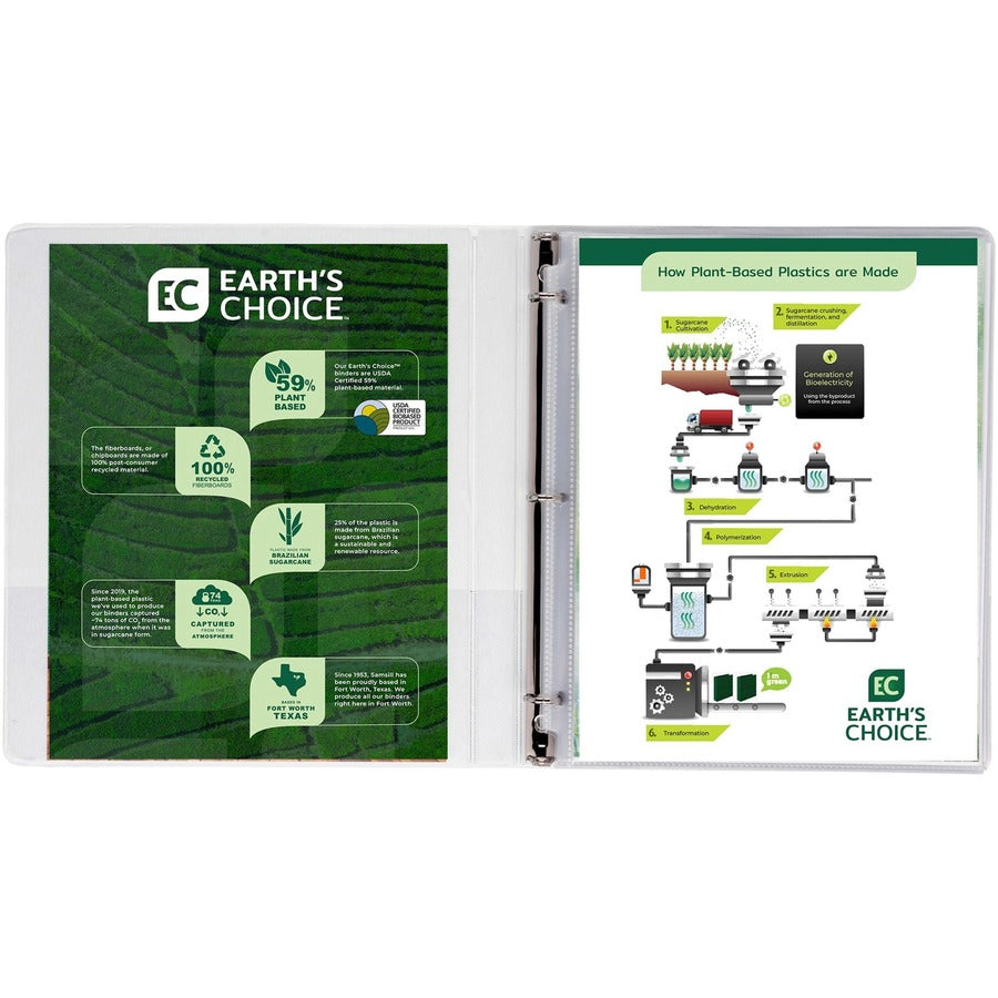 Samsill Earth's Choice Plant-based Durable View Binder - 1/2" Binder Capacity - Letter - 8 1/2" x 11" Sheet Size - 100 S