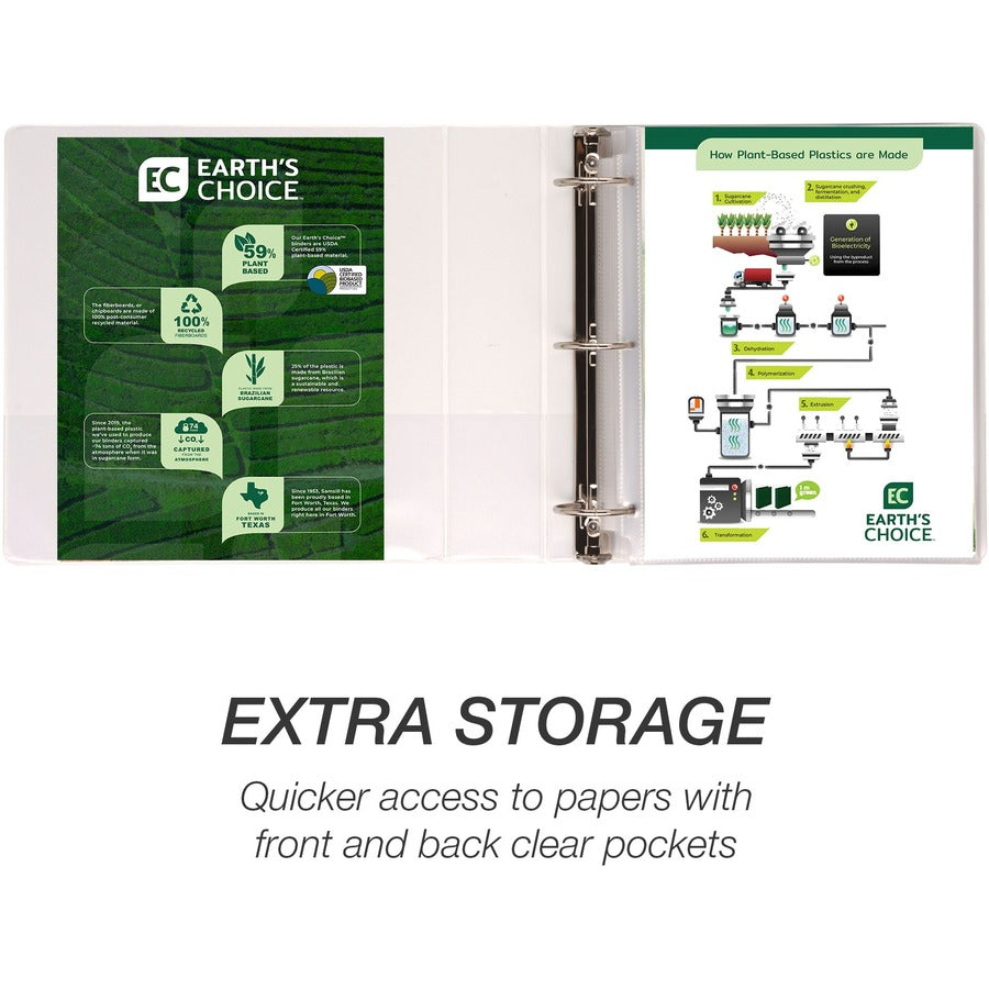 Samsill Earth's Choice Plant-based Durable View Binder - 3" Binder Capacity - Letter - 8 1/2" x 11" Sheet Size - 550 She