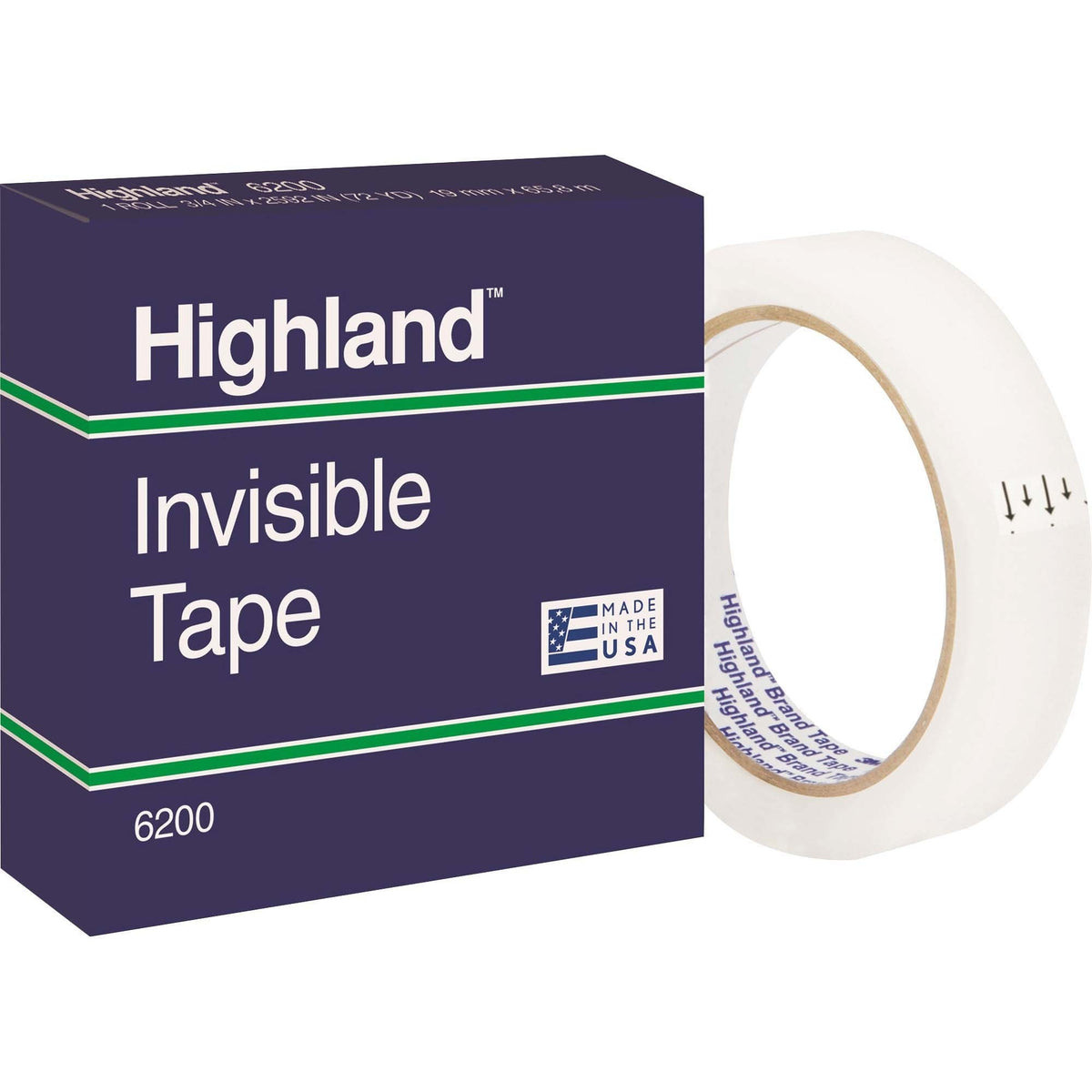 Highland 3/4"W Matte-finish Invisible Tape - 72 yd Length x 0.75" Width - 3" Core - Matte - Clear - For Mending, Holding