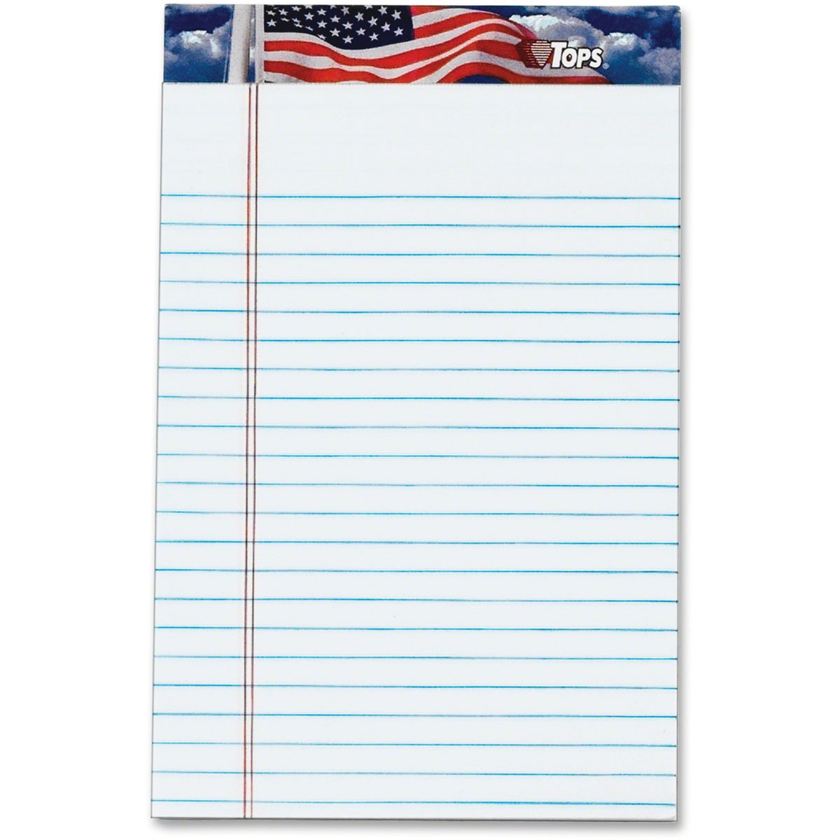 TOPS American Pride Writing Tablet - 50 Sheets - Strip - 16 lb Basis Weight - Jr.Legal - 5" x 8" Sheet Size - 8" Height