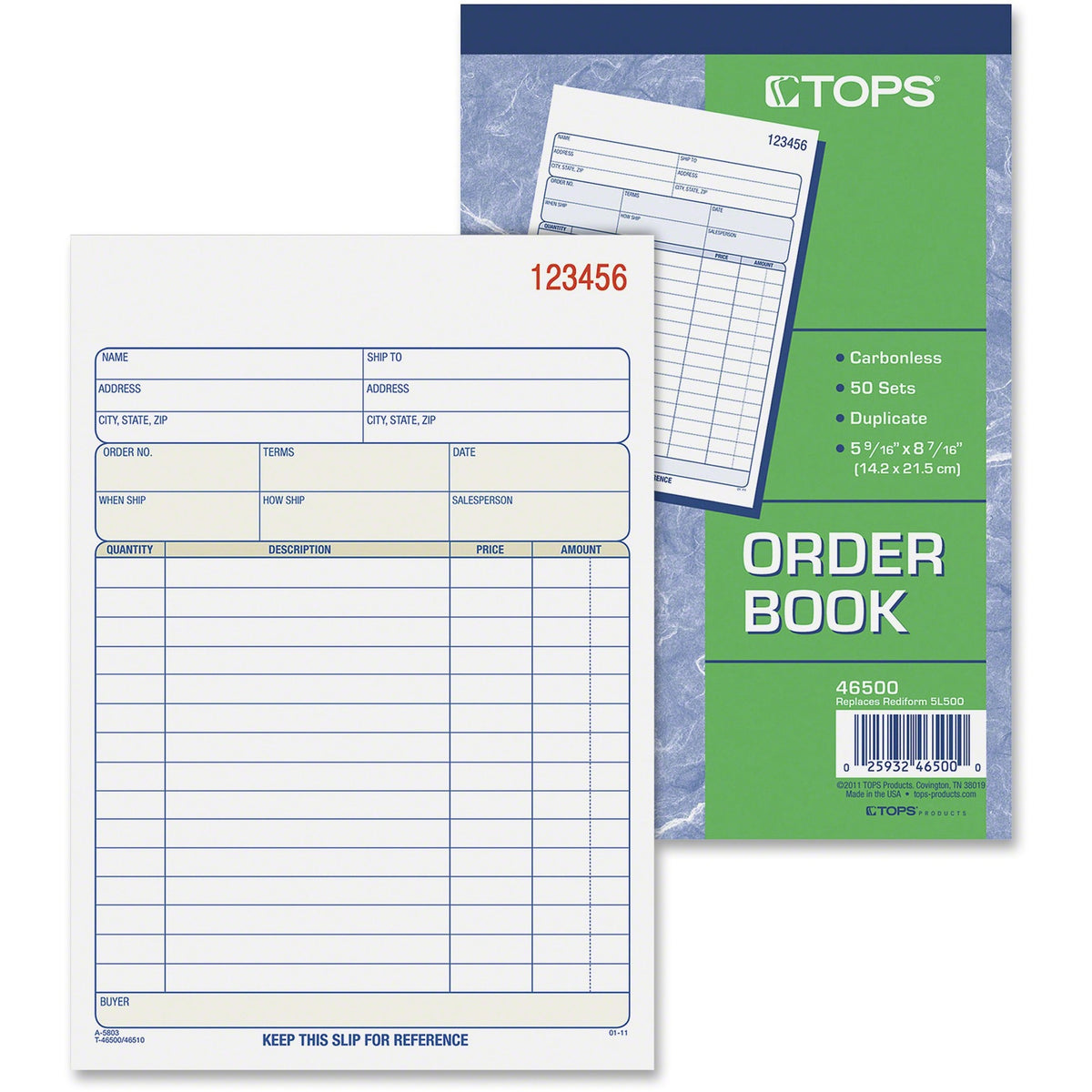 TOPS 2-part Carbonless Sales Order Book - 50 Sheet(s) - 15 lb - 2 Part - Carbonless Copy - 5.56" x 7.94" Form Size - Whi