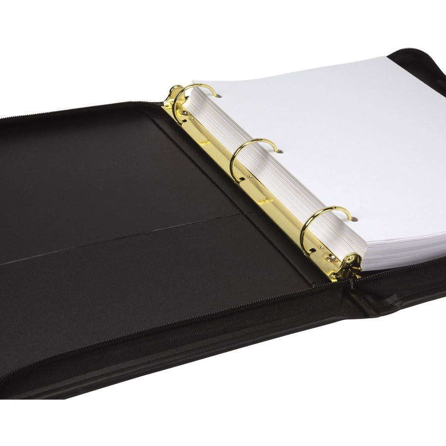 Samsill Samsill Classic 1.5 Inch Professional Binder with Zipper Closure - Black - 1" Binder Capacity - Letter - 8 1/2"