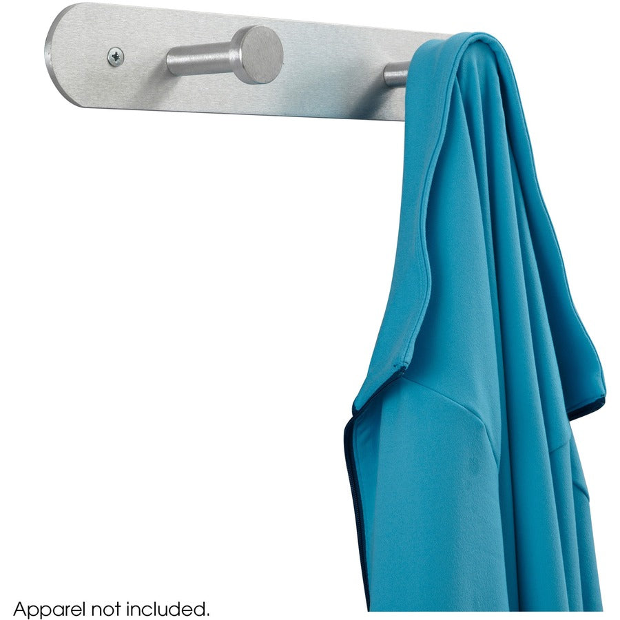 Safco Nail Head Coat Hook - 2 Hooks - 20 lb (9.07 kg) Capacity - 2" Height x 12" Width - 1" Size - for Garment - Aluminu