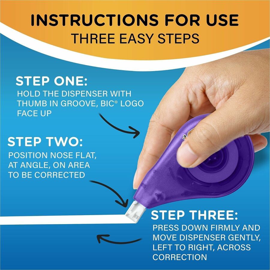 BIC Wite-Out EZ CORRECT Correction Tape - 0.20" Tape Width x 39.90 ft Tape Length - White Tape - White - 4 / Pack