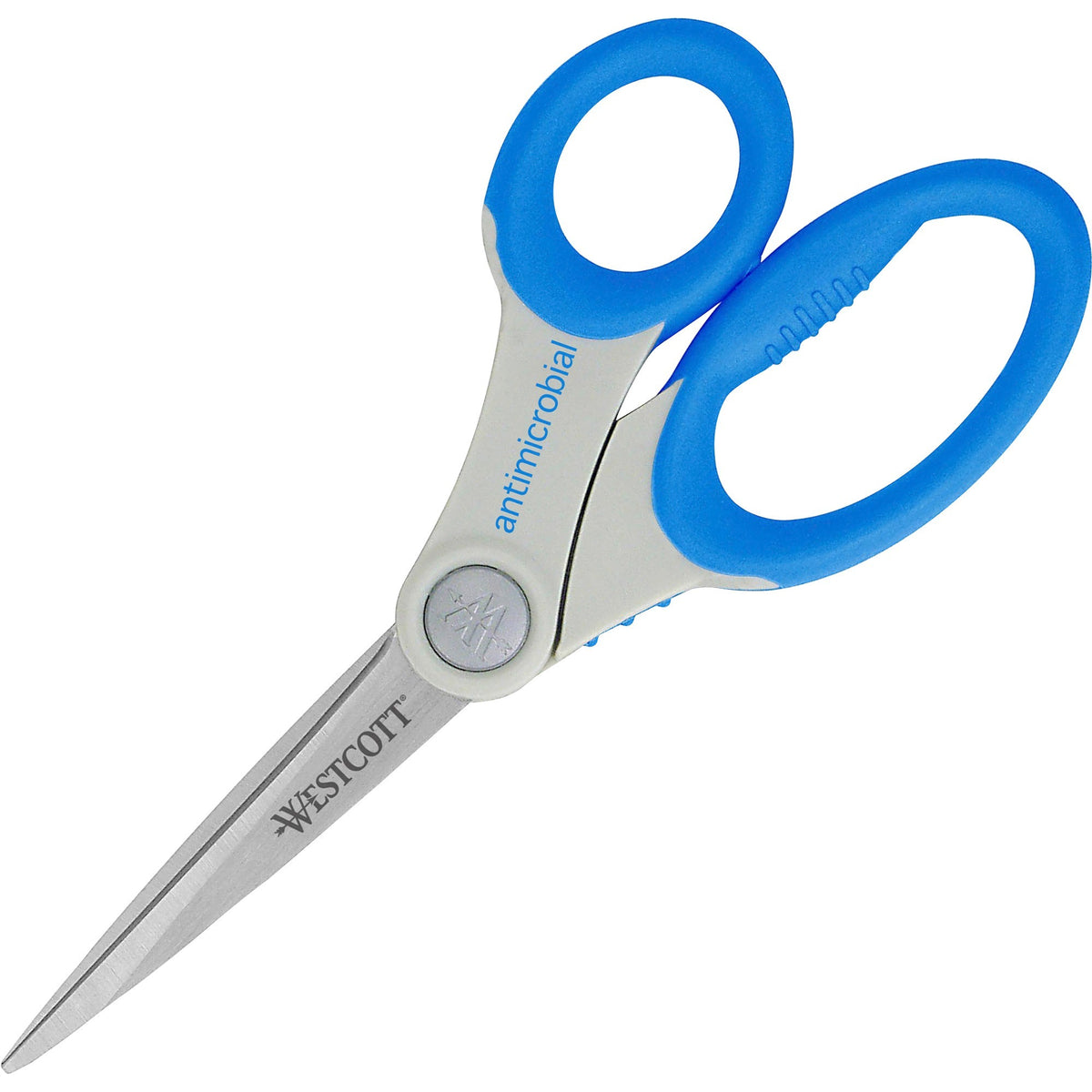 Westcott 8" Antimicrobial Scissors - 8" Overall Length - Straight-left/right - Stainless Steel - Pointed Tip - Blue - 1
