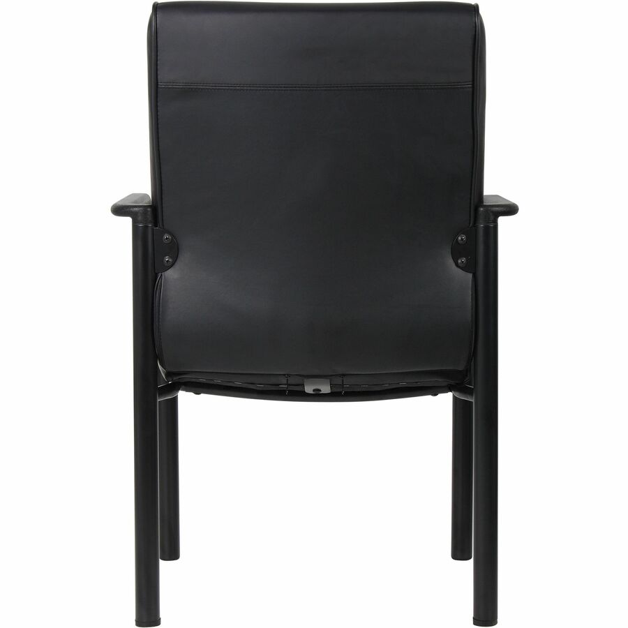 Boss LeatherPLUS Guest Chair - Black Frame Color - Steel Frame Material - 1 Each