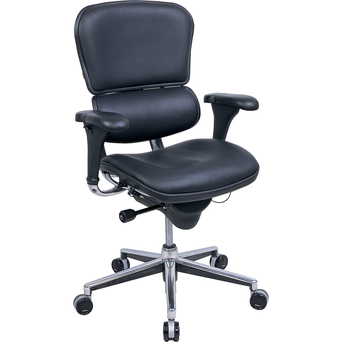 Eurotech ergohuman LE10ERGLO Mid Back Management Chair - Black Seat Color - Leather Seat Material - Black Back Color - L