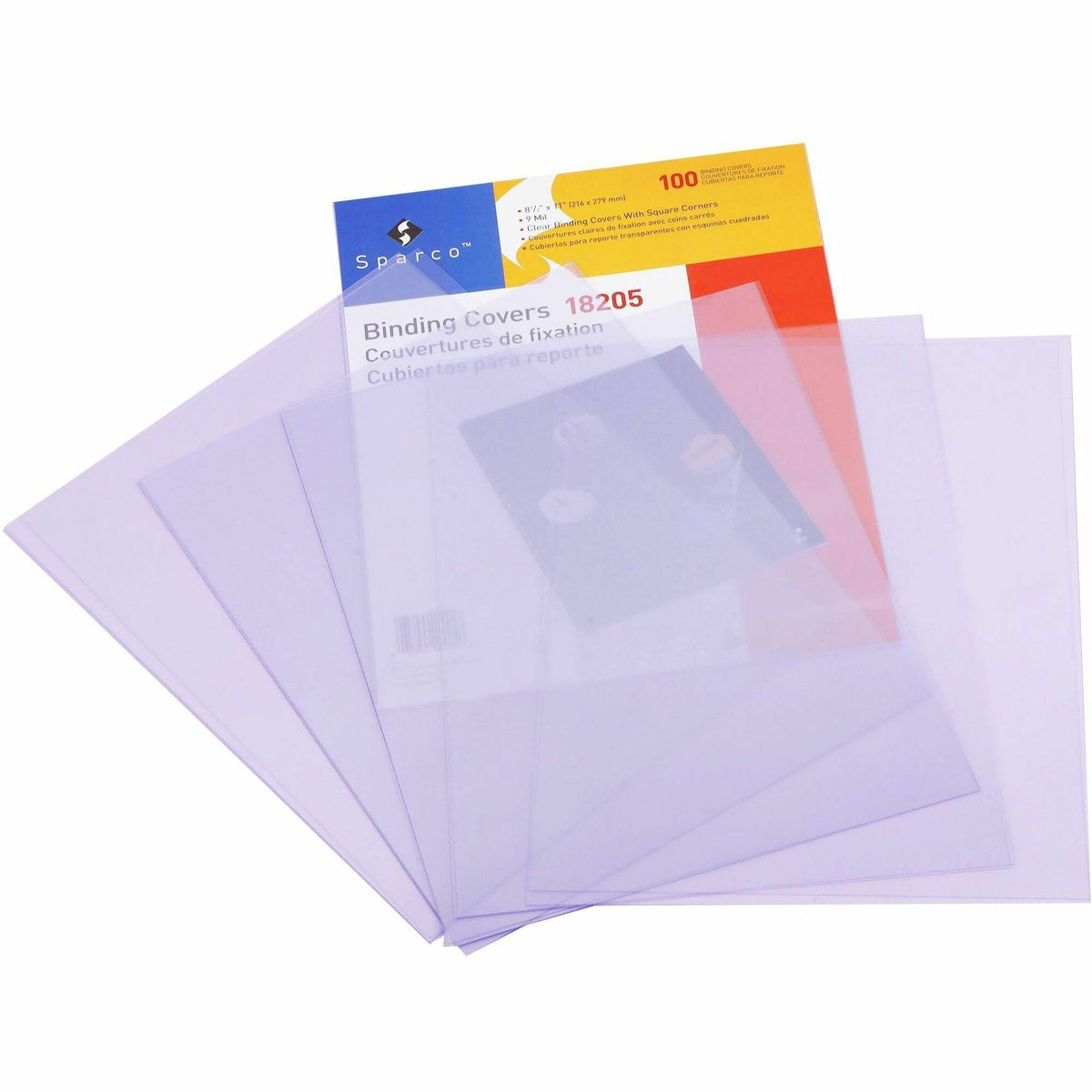 Sparco 18205 Letter Presentation Cover - 8 1/2" x 11" - Plastic - Clear - Square Corner, Spill Proof, Tear Proof - 100 /