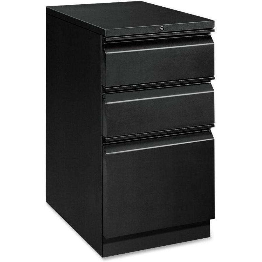 HON Brigade H33723R Pedestal - 28" Height x 15" Width x 22.9" Depth - Total Drawer(s): 3 - Material: Steel - Finish: Bla