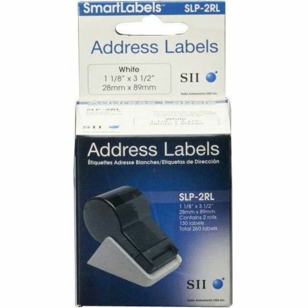 Seiko SmartLabel Printer Address Labels - 1 1/8" Width x 3 1/2" Length - Rectangle - Direct Thermal - White - Paper - 13