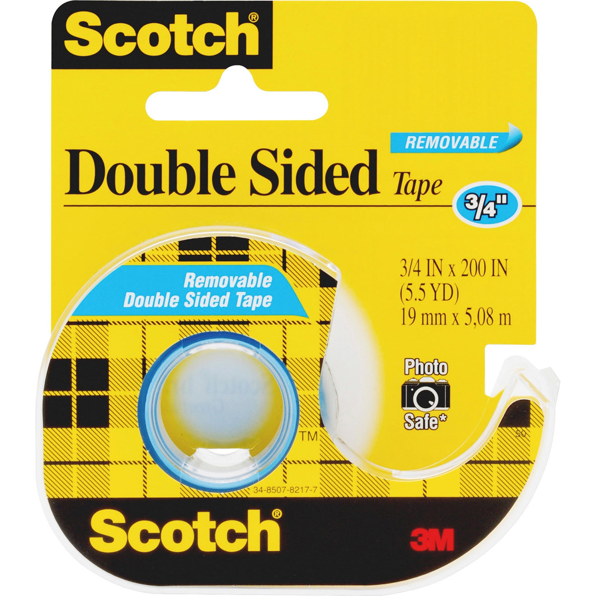 Scotch Double-Sided Photo-Safe Tape - 16.67 ft Length x 0.75" Width - 1" Core - Clear - Dispenser Included - Handheld Di