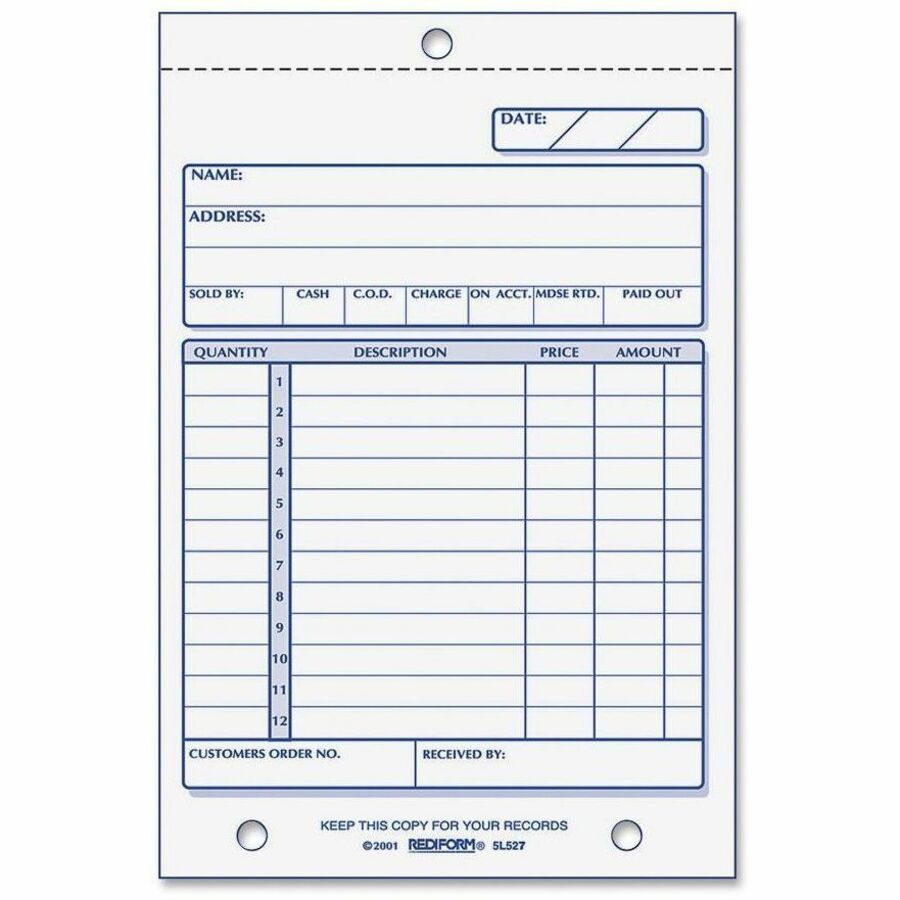 Rediform Carbonless Sales Order Book - 50 Sheet(s) - Stapled - 3 Part - Carbonless Copy - 4.25" x 6.37" Sheet Size - 2 x