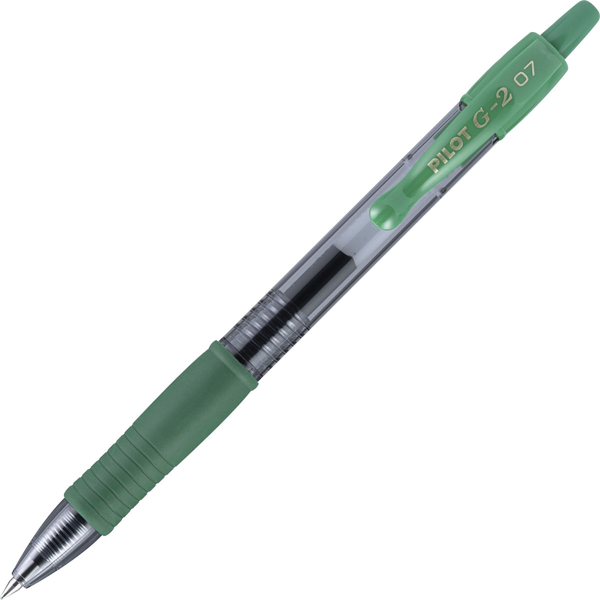 G2 Premium Gel Ink Retractable Pens - Fine 0.7mm Point Size - Refillable - Retractable - Green Gel-based Ink - 12 / Doze