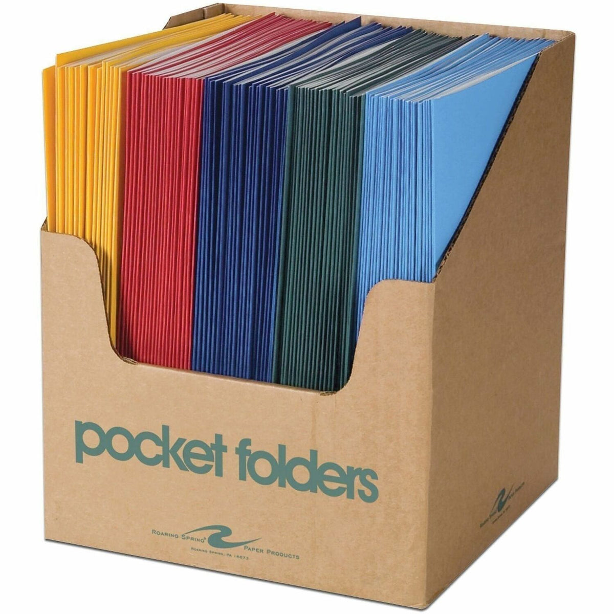 Roaring Spring Letter Pocket Folder - 8 1/2" x 11" - 50 Sheets Capacity - 2 Internal Pocket - 11 pt. - Paper - Assorted
