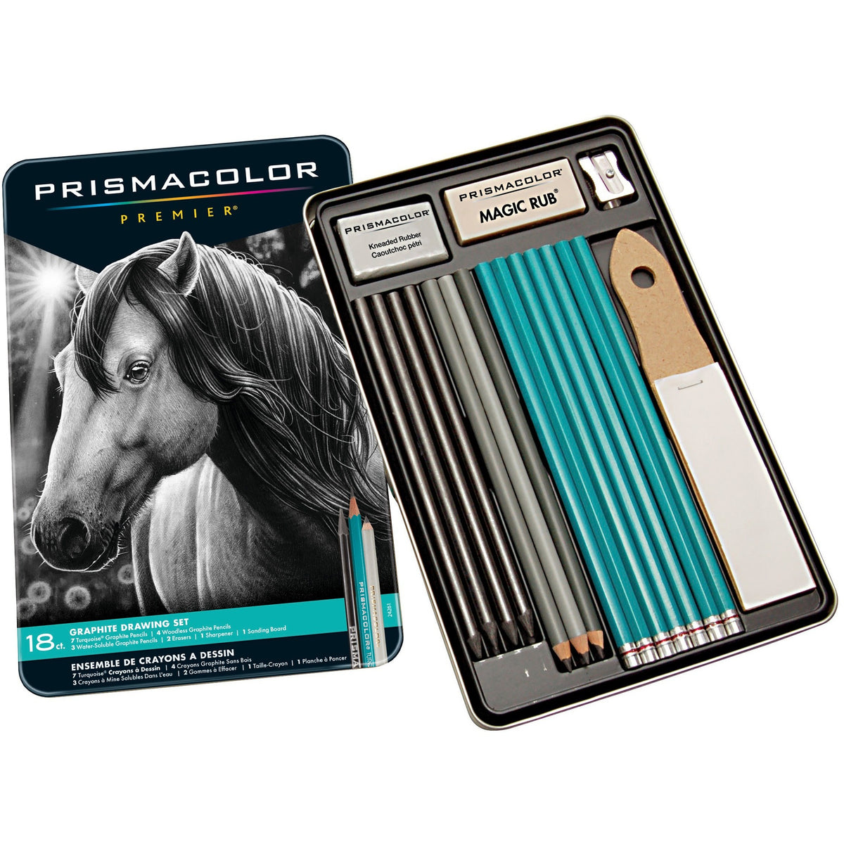 Prismacolor Premier Graphite Set - 8B, 6B, 4B, 2B, B, HB, 2H, 4H, 6H Pencil Grade - Graphite Lead - Turquoise Barrel - L