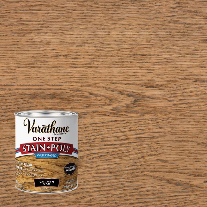Varathane Semi-Gloss Golden Oak Water-Based Acrylic Modified Urethane One-Step Stain/Poly 1 qt