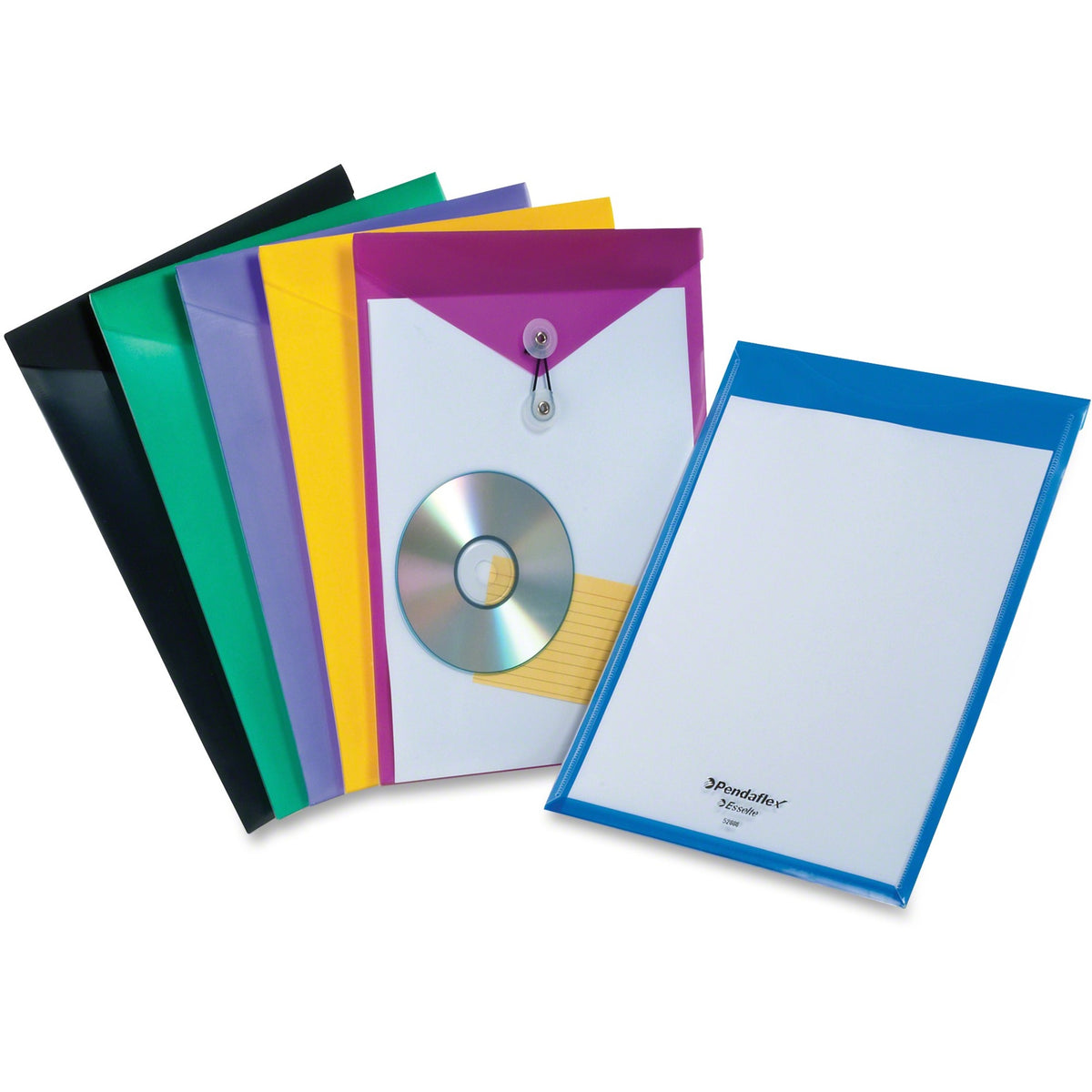 Pendaflex ViewFront Letter Vinyl File Pocket - 8 1/2" x 11" - Poly - Blue, Black, Yellow, Purple, Green, Magenta - 1 Eac