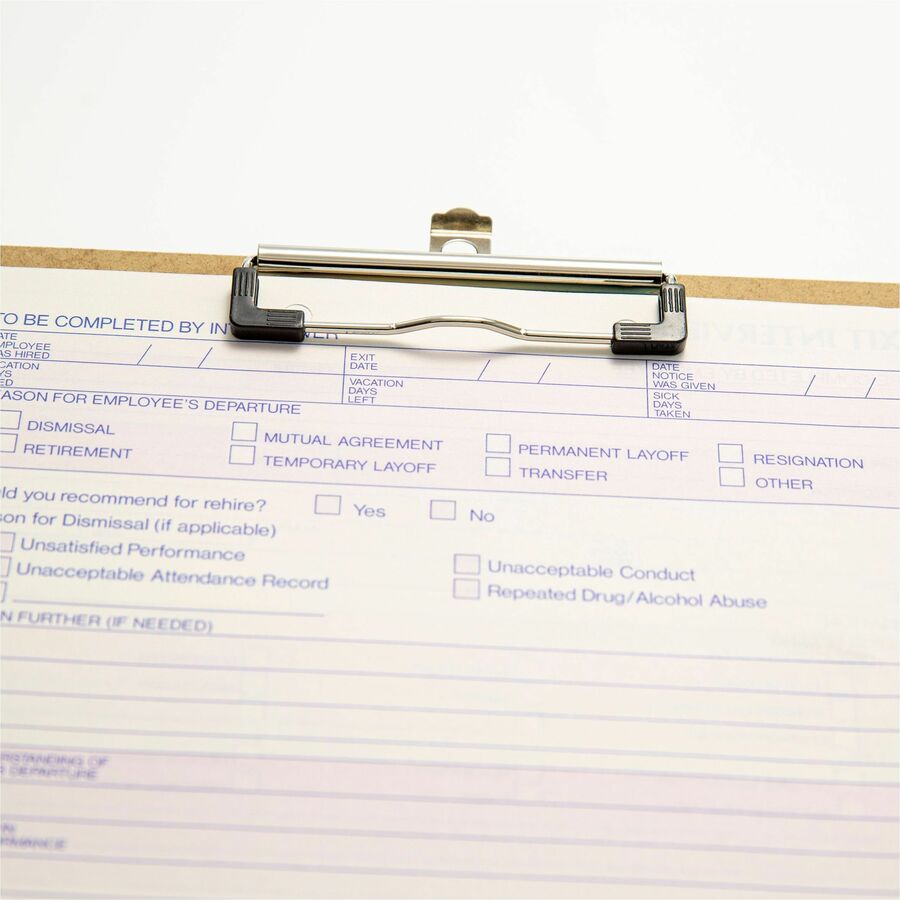 Officemate Low-profile Clipboard - 1" Clip Capacity - 9" x 12 1/2" Sheet Size - Hardboard - Brown - 1 Each