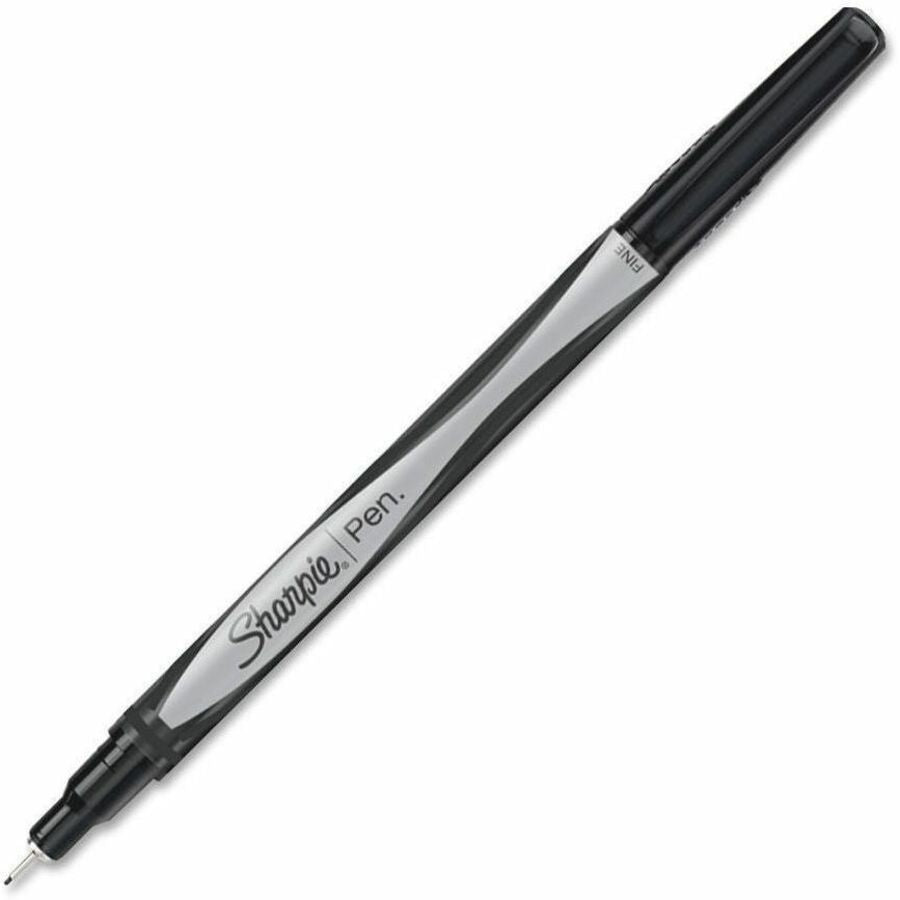 Sharpie Permanent Ink Pen - Fine Needle Pen Point - Black Ink - Gray, Black Barrel - 4 / Pack
