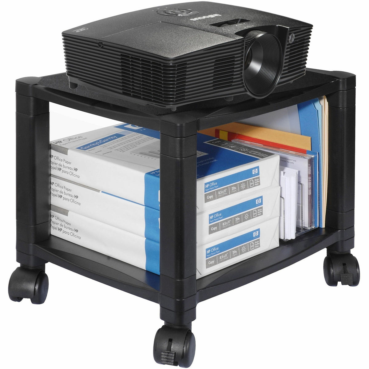 Kantek 2-Shelf Mobile Height-Adjustable Printer/Fax Stand - 75 lb Load Capacity - 2 x Shelf(ves) - 14.13" Height x 17" W