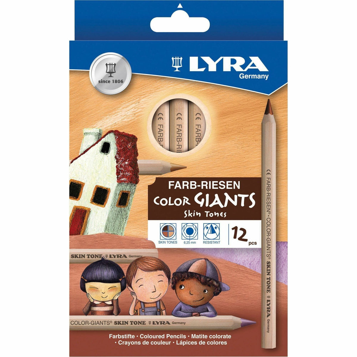 Lyra Color-Giants Skin Tone Colored Pencils - 6.3 mm Assorted Lead - 1 Set