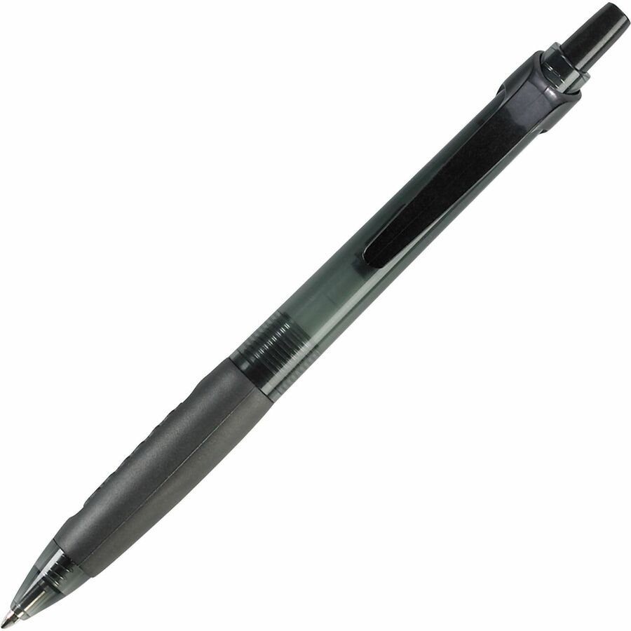 Integra 82952 Retractable Ballpoint Pens - Fine Pen Point - Retractable - Black Ink - Black, Transparent Barrel - 1 Doze