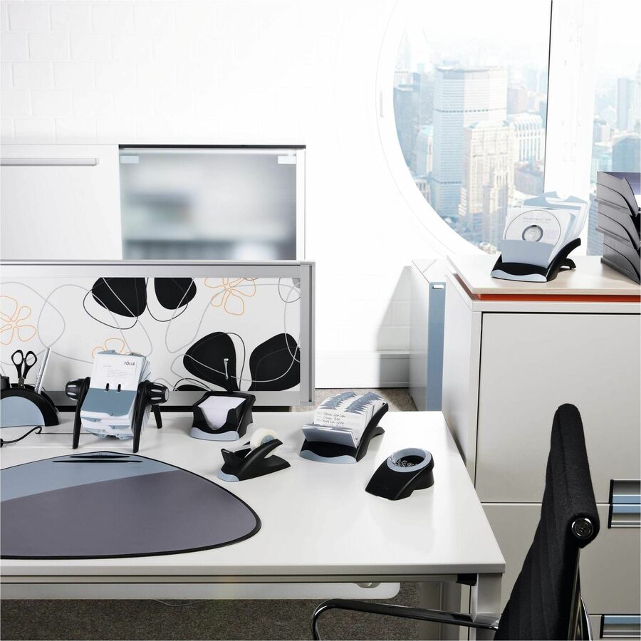VISIFIX Desk Business Card Files - 200 Card Capacity - For 2.87" x 4.12" Size Card - Black, Gray