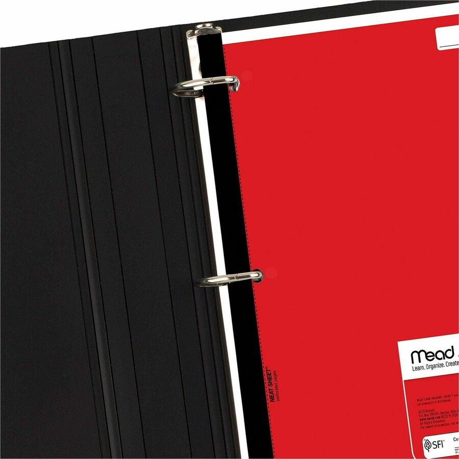 Mead Neatbook One-subject Notebook - 80 Sheets - Ruled Margin - 8" x 10 1/2" Sheet Size - White Paper - Green, Blue, Red